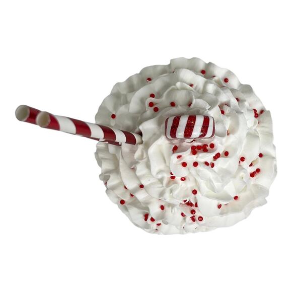 NEW 5" Whip Cream MUG CUP TOPPER Decor Christmas Holiday Straws Sprinkles Candy - Picture 3 of 7